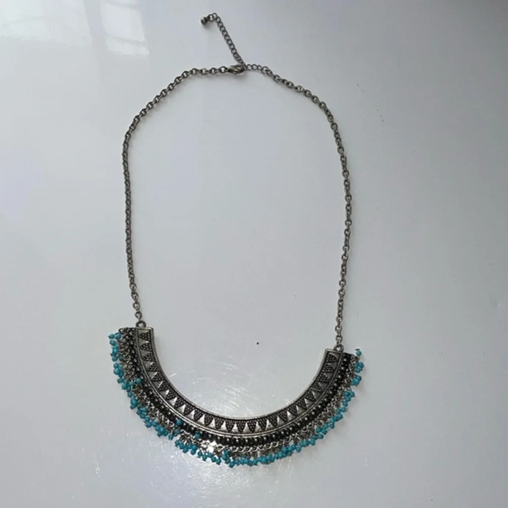Silver and Blue Statement Necklace